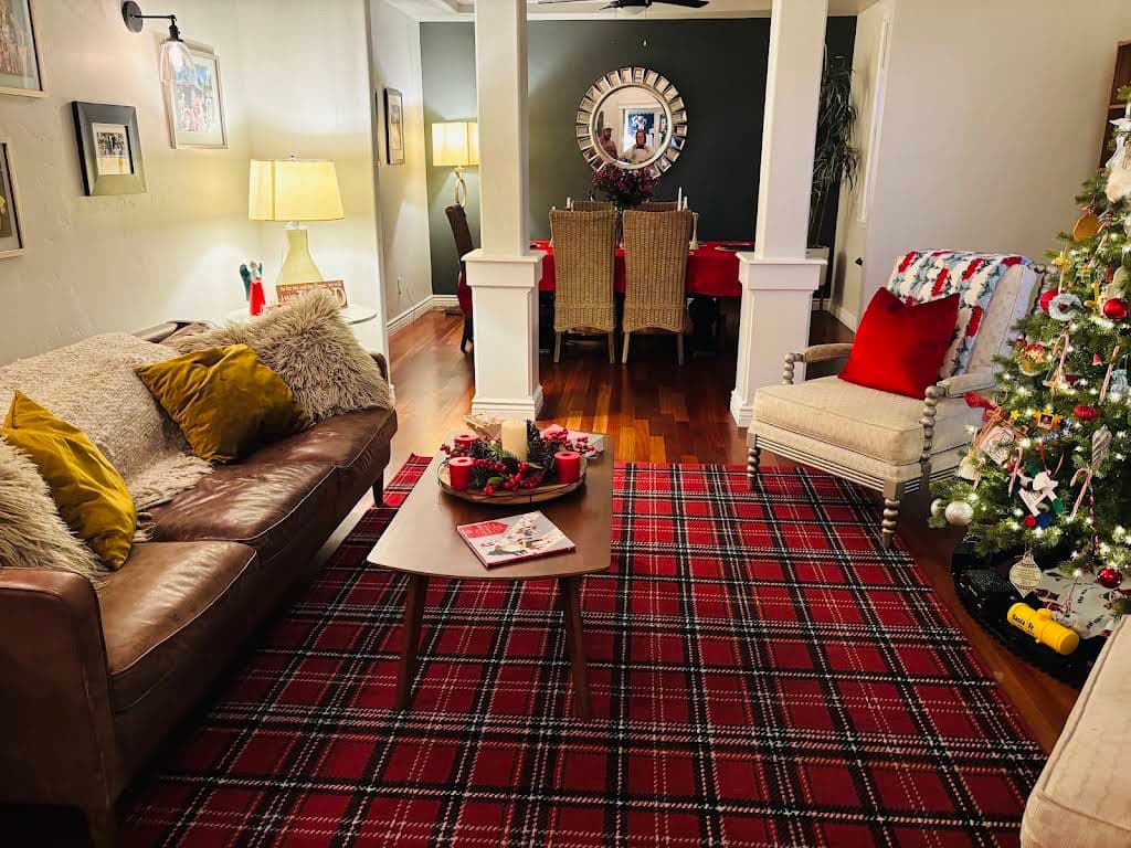 Clean staged living and dining room after a Feather & Steel clean